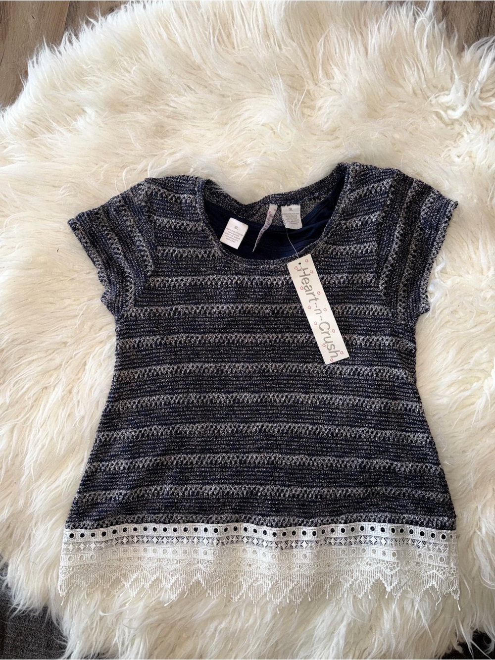 🏷️ HEART-N-CRUSH // Boutique Knit and Lace Top